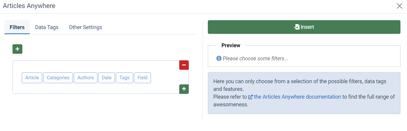editor button filters